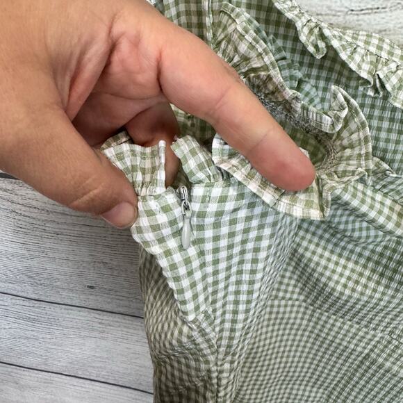 Lola May Plus Size Sage & White Gingham Sleeveless Mini Dress Size 24 - Picture 8 of 9